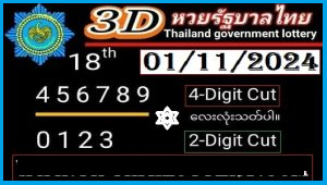 Thailand Government Lottery 3d Results Four Cut Digit 01 November 2024