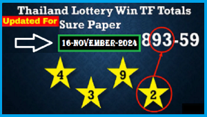 Thai Lottery Sure Paper Win TF Totals 16 November 2024