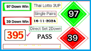 Thai Lotto 3UP Direct Set 2Down Single Pairs 16th November 2024