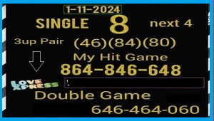 Thailand Lottery Single Pair Hit Double Game 16-11-2024