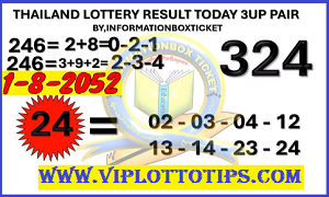 Thai Goverment Lottery Result Today 3up Pair 1st August 2025
