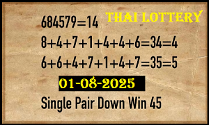 Thai Lotto 2Down Single Pair Win Formula 01-08-2025